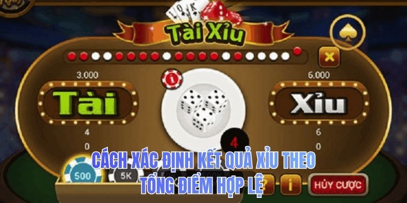 Cách xác định kết quả Xỉu theo tổng điểm hợp lệ