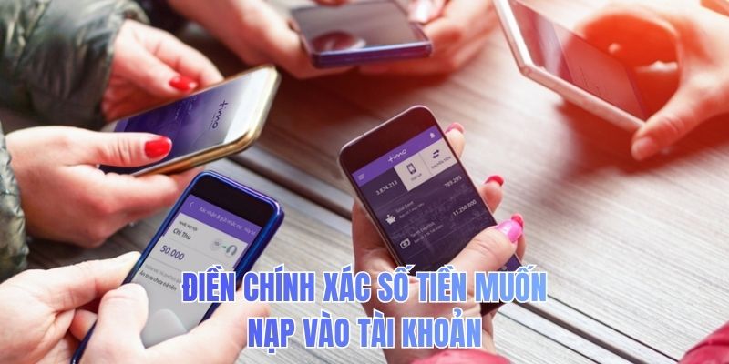 Điền chính xác số tiền muốn nạp vào tài khoản