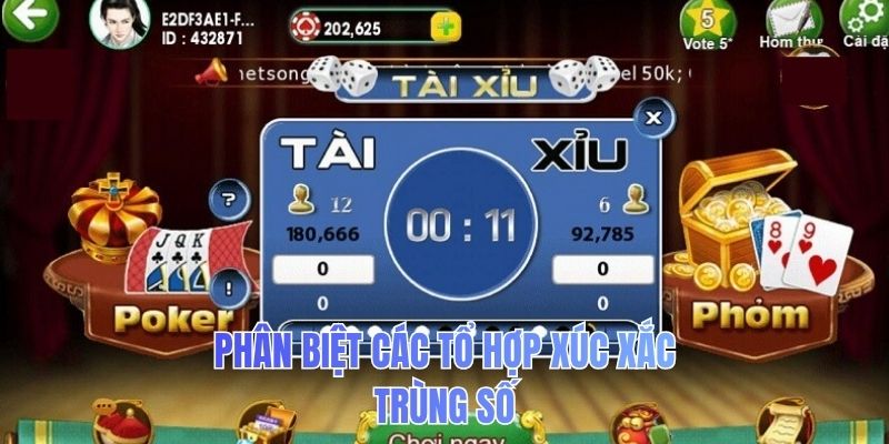 Phân biệt các tổ hợp xúc xắc trùng số